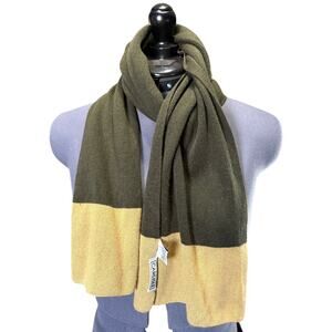 Vintage Carlisle 85% silk / 15% cashmere winter scarf Army Green / Yellow